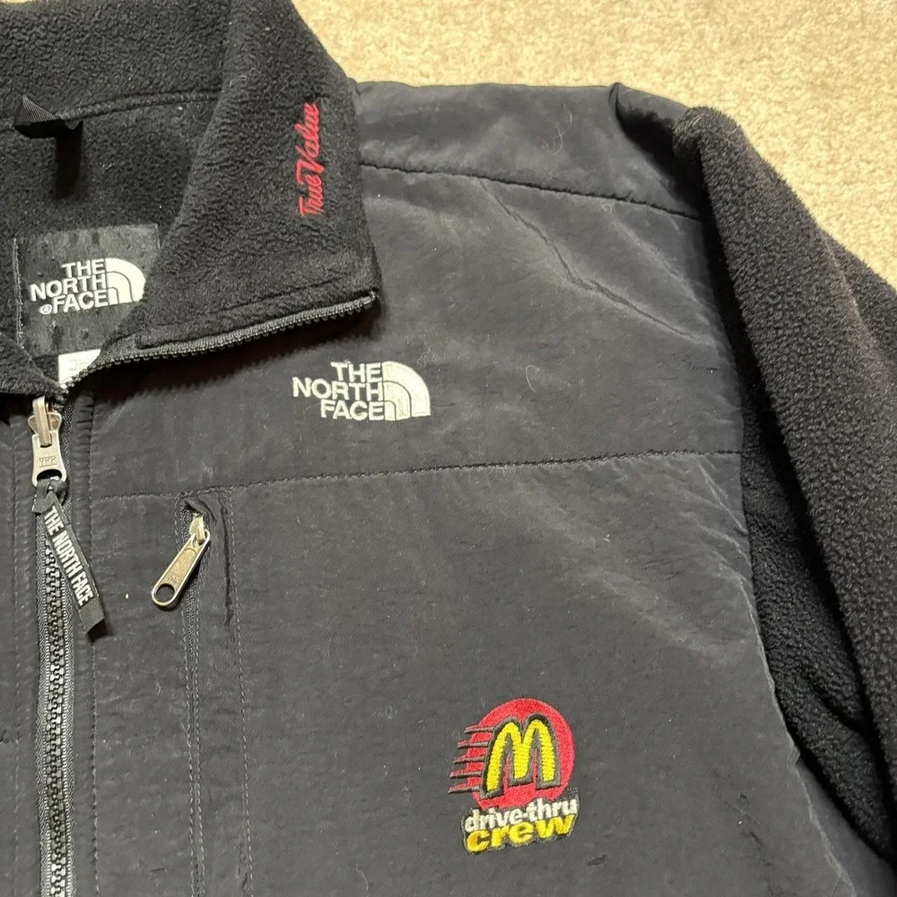 Vtg The North Face‎ Denali Fleece Jacket Mens XL Black Racing McDonalds USA 90s